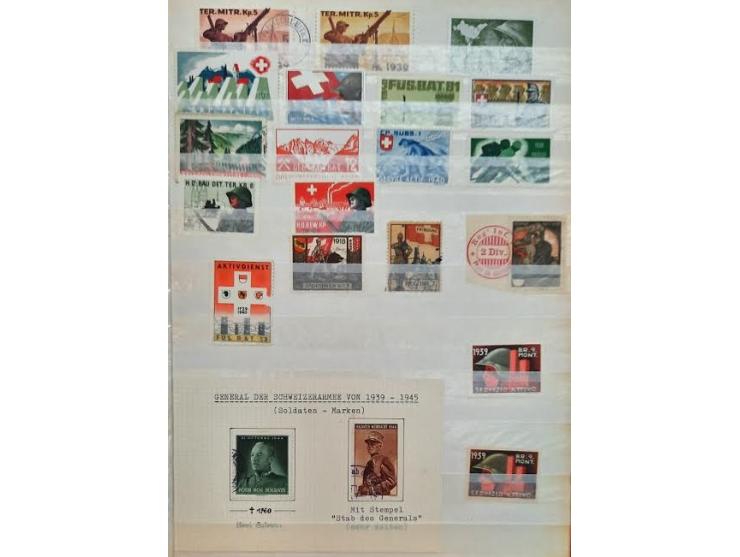 Switzerland 1918-1940  WW1 and WW2  the Swiss soldiers stamps / labels for postage use while in Active Service, usually refer